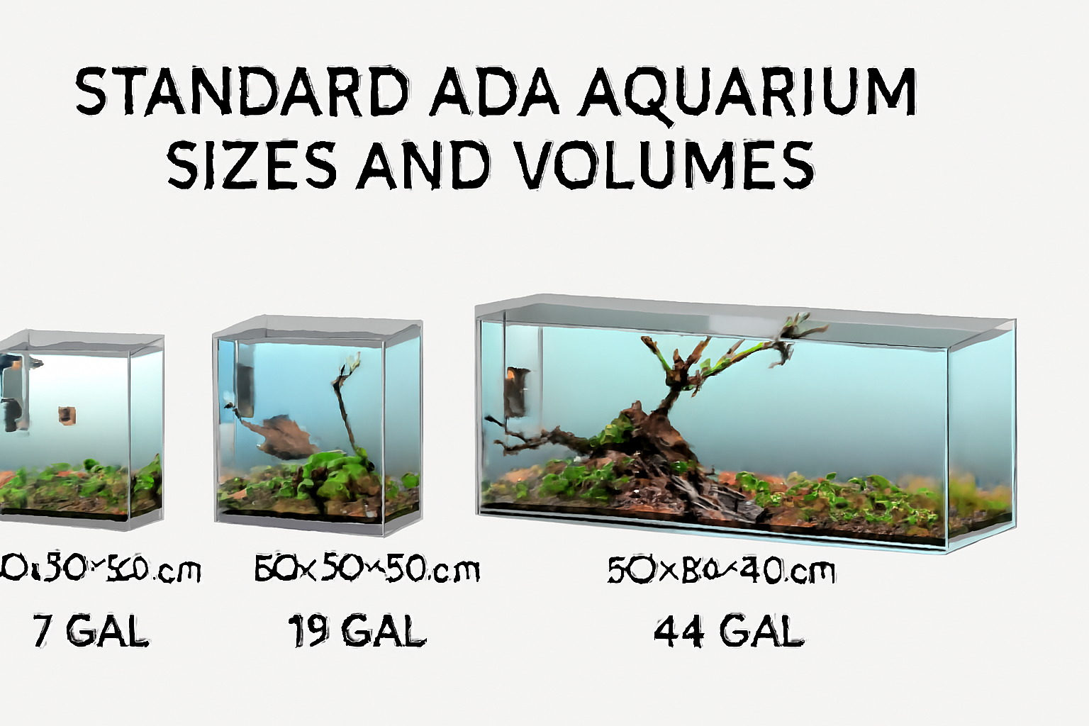 Standard ADA Aquarium Sizes and Volumes